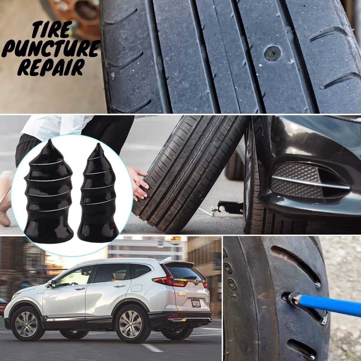 🔥Tire Repair Rubber Nail🚚Free Screwdriver Included